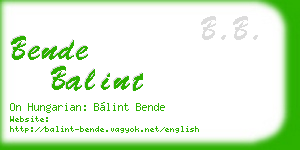 bende balint business card